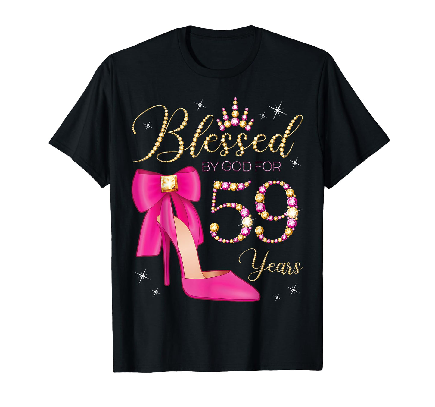 Blessed By God For 59 Years Old 59th Birthday Party Queen T-Shirt