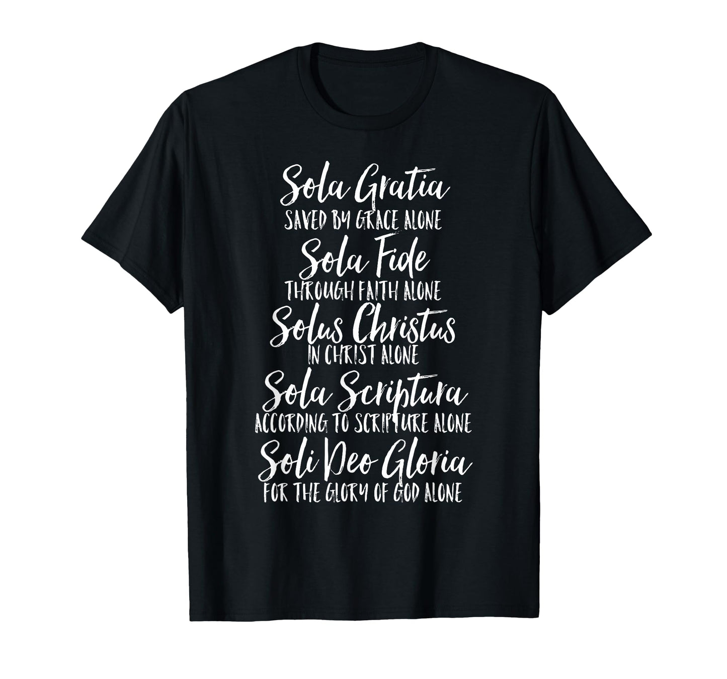 Five Solas T-Shirt Latin and English Cute Script Text T-Shirt