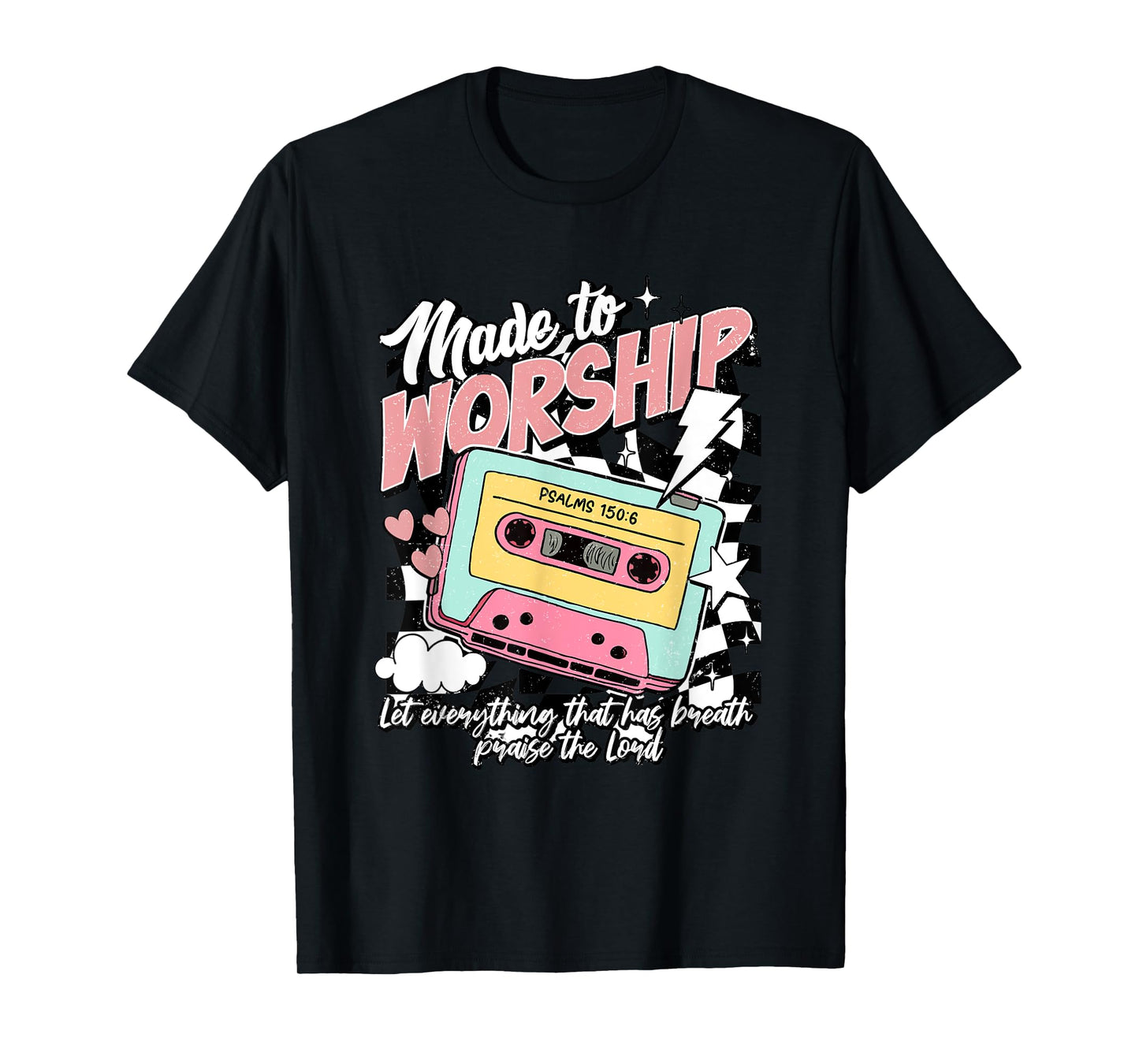 Worship Christian Retro Groovy Religious Praise Psalms 150.6 T-Shirt