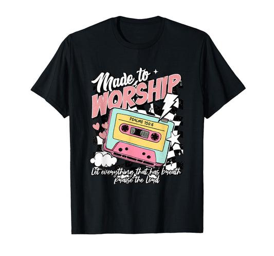 Worship Christian Retro Groovy Religious Praise Psalms 150.6 T-Shirt