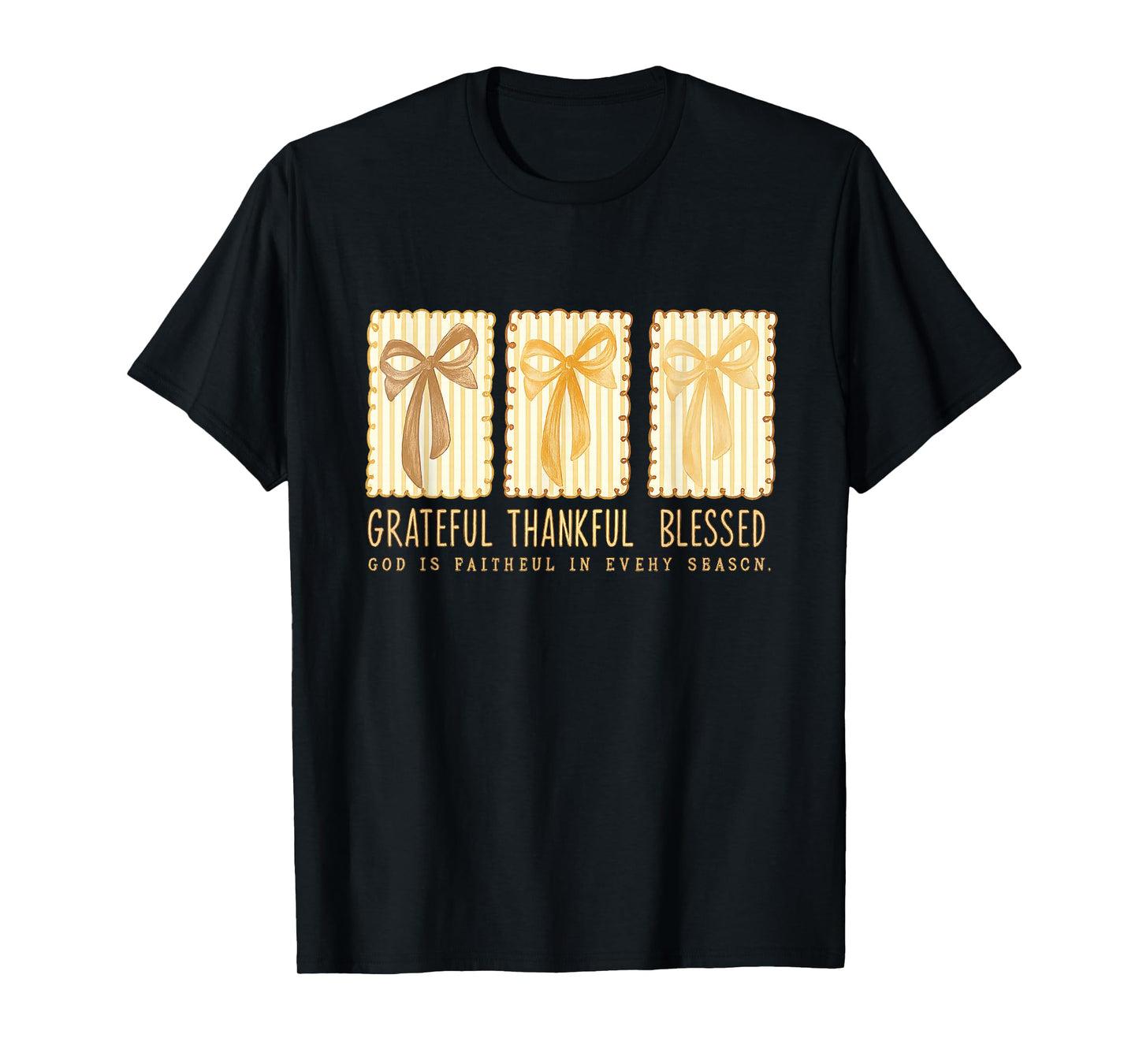 Grateful Thankful Blessed Christian Faith Bow T-Shirt