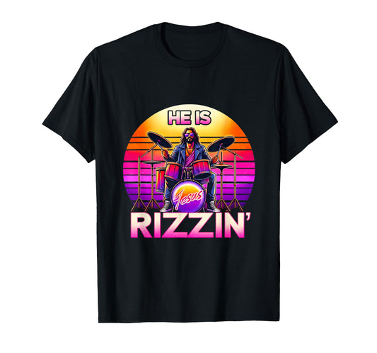 He Is Rizzin' Jesus Has Rizzen Retro Christian Band Easter T-Shirt