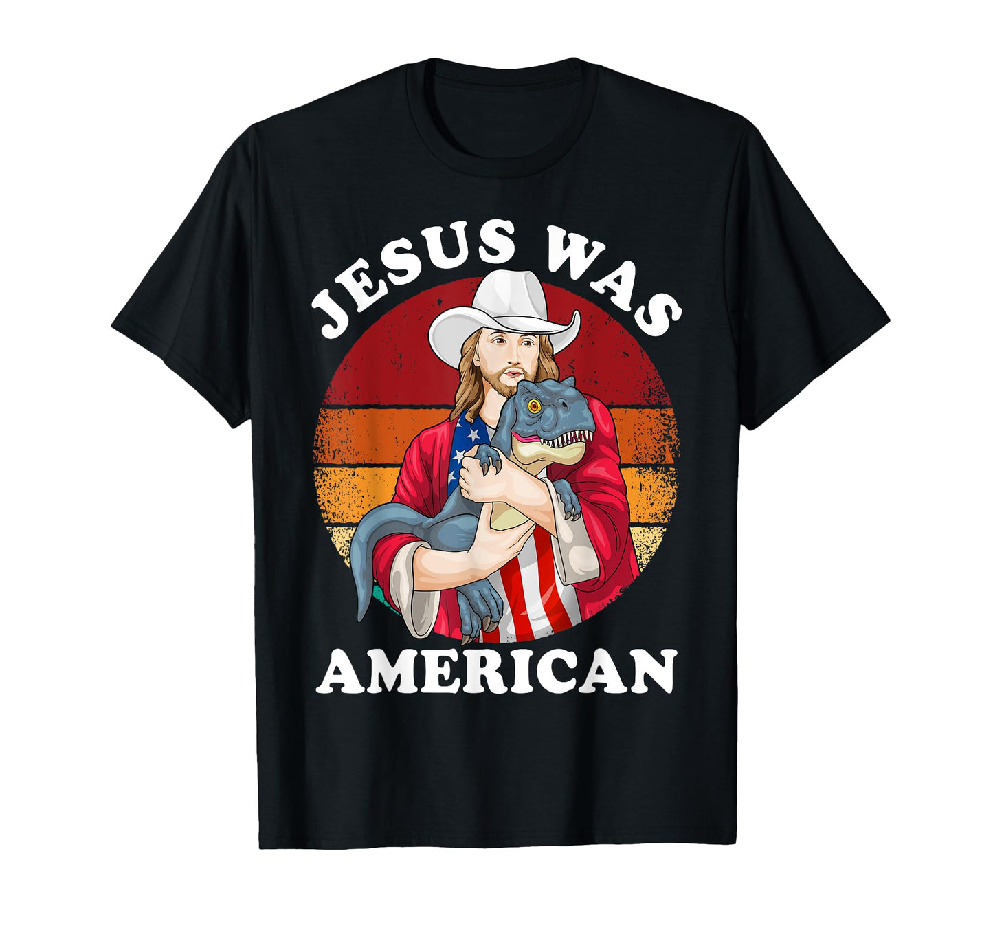 Jesus Was American Dinosaur Jesus T-Rex 4th Of July Vintage T-Shirt