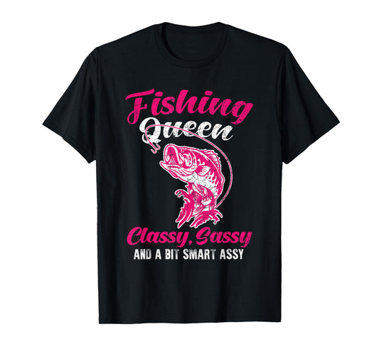 Fishing Queen Classy Funny Ladies Fishing Lovers Women Kids T-Shirt