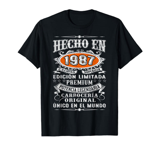 37th Birthday Spanish Made In 1987 Cumpleaños Español T-Shirt