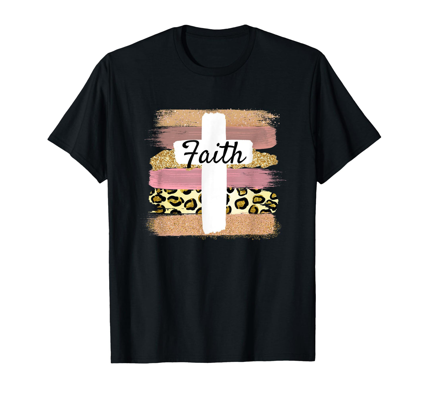 Christian Faith & Cross Leopard Cheetah Ombre Print Jesus T-Shirt