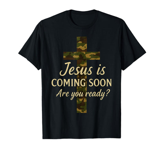 Camo Jesus is Coming Soon Vintage Ready Christians Faith T-Shirt