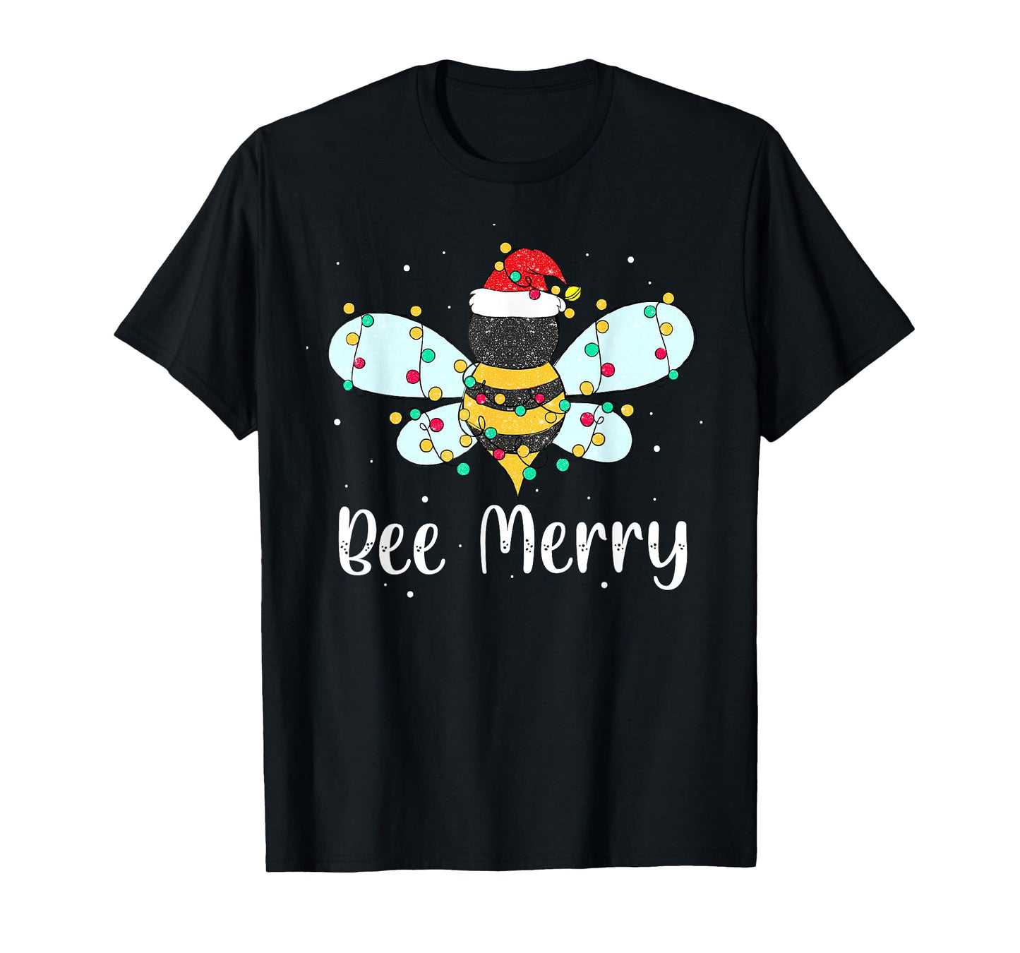Bee Merry Christmas Cute Bee Xmas Lights Family Matching T-Shirt