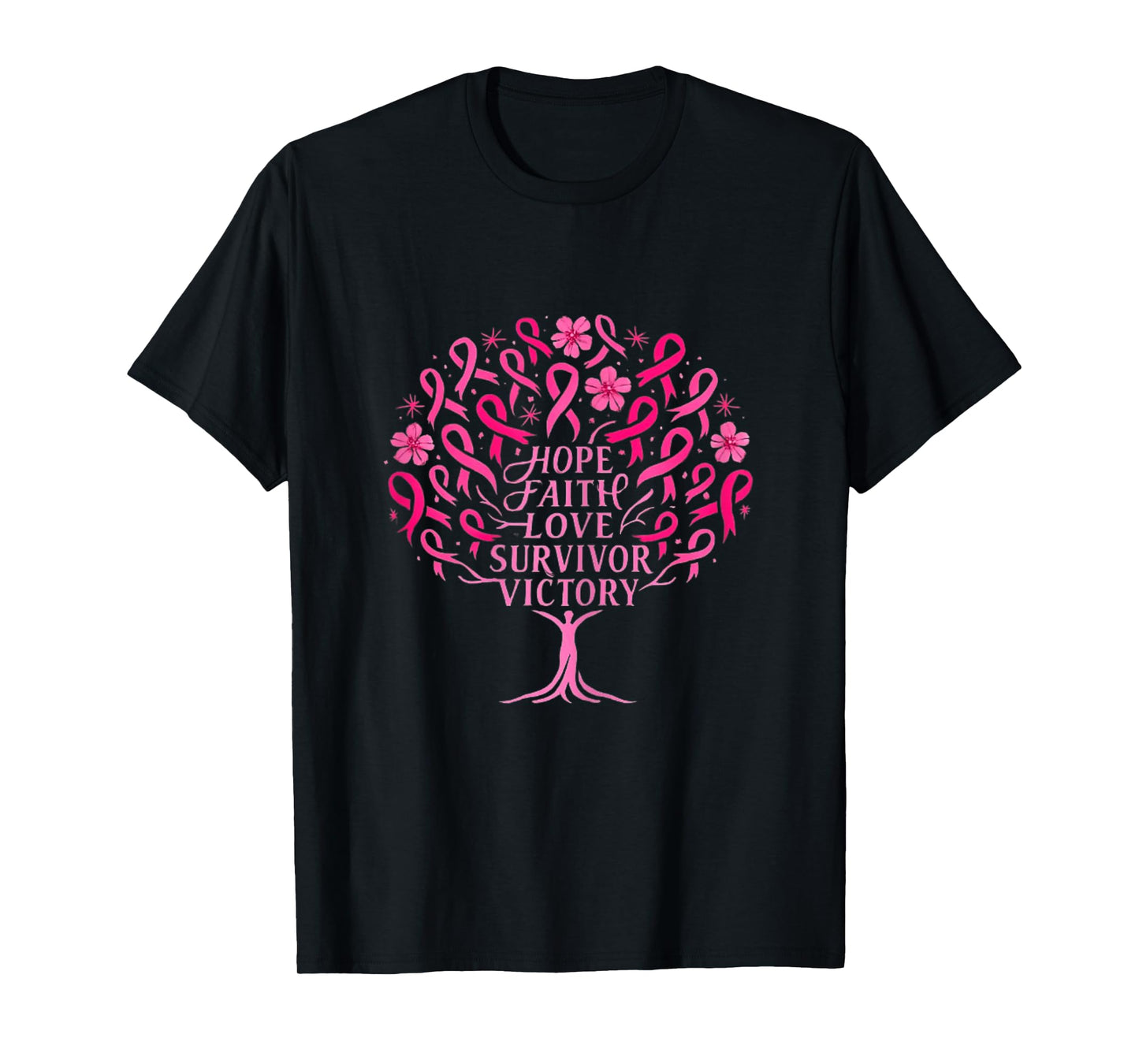 Pink Ribbon Breast Cancer Survivor Hope Faith Love T-Shirt