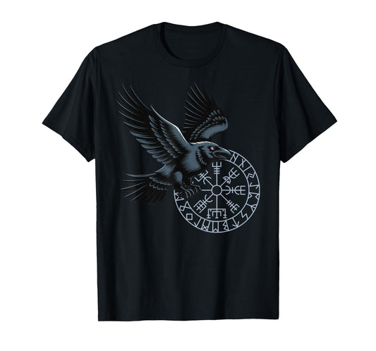 Classic Huginn Muninn Celtic Viking Compass Vegvisir T-Shirt