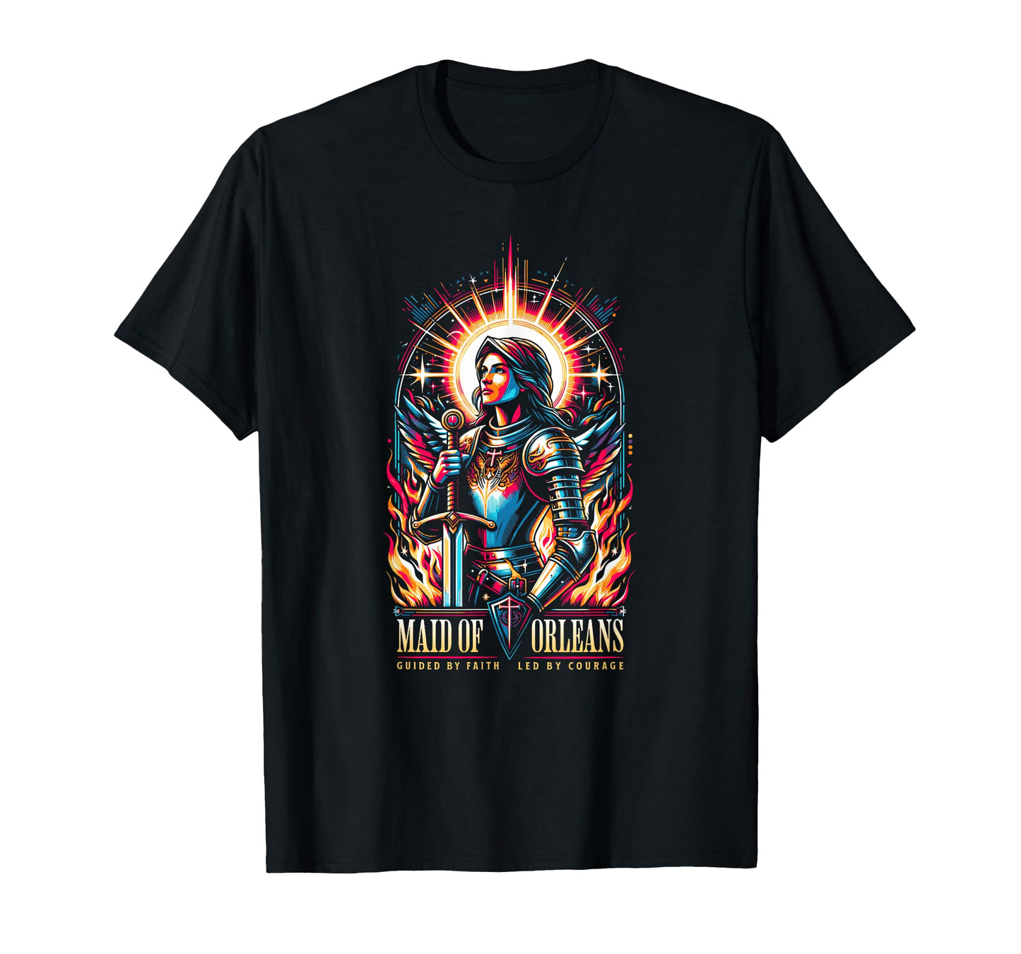 Joan of Arc Maid of Orleans Guided by Faith Led by Courage T-Shirt