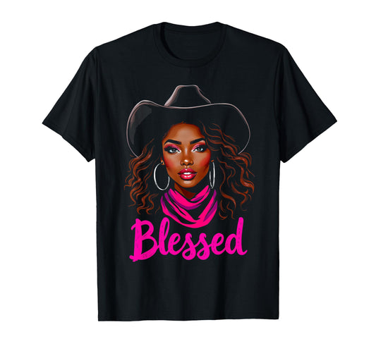 Blessed Black Cowgirl Western African Christian Woman T-Shirt