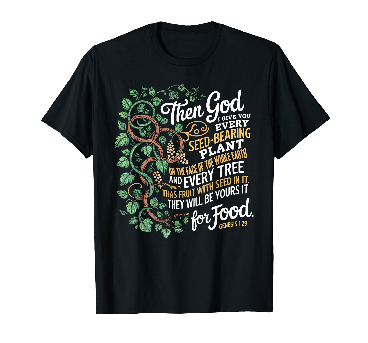 Genesis 1:29 Plant Based Diet Vegan Bible Verse T-Shirt