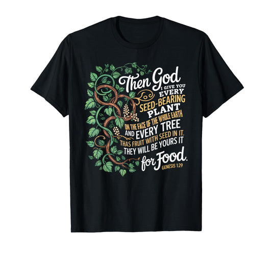 Genesis 1:29 Plant Based Diet Vegan Bible Verse T-Shirt