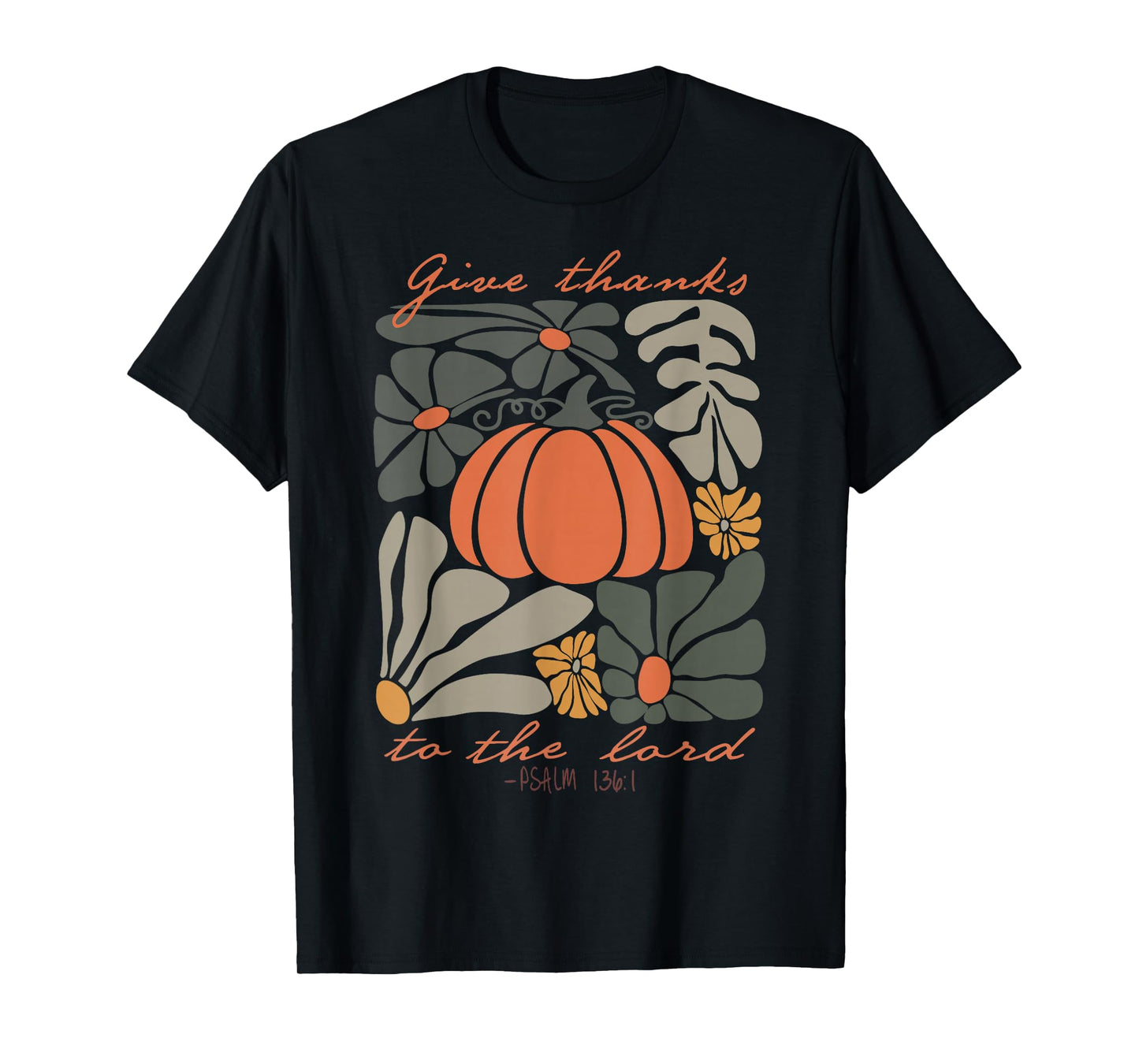 Give Thanks to The Lord Boho Floral Christian Thanksgiving T-Shirt