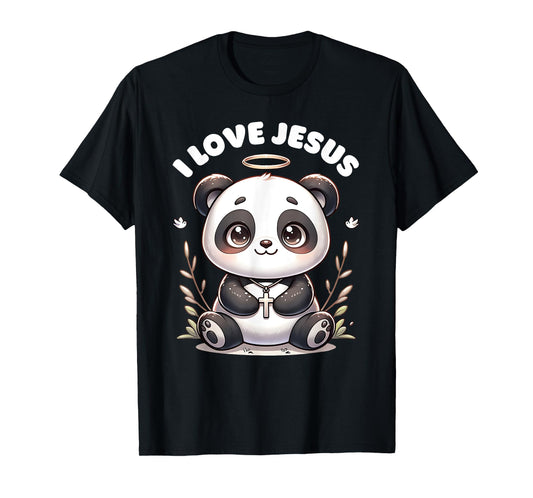 Cute Christian Panda I Love Jesus Panda Bear for kids T-Shirt