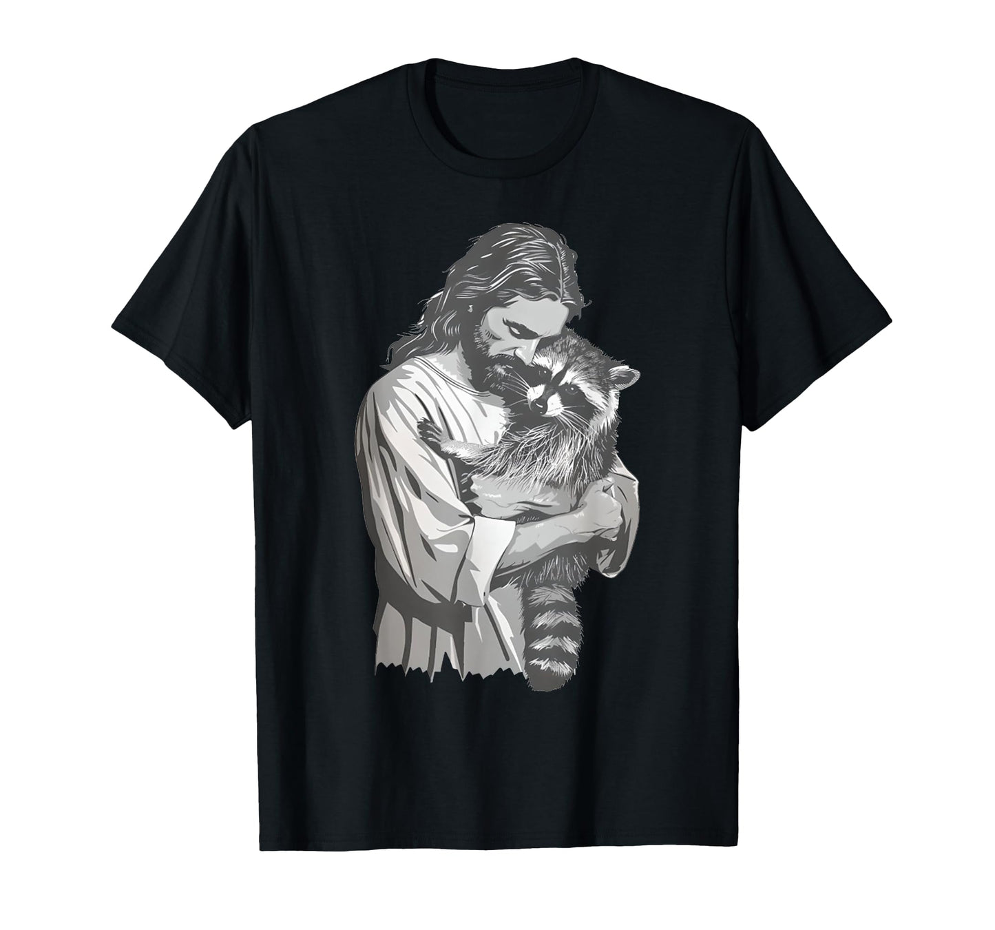 Racoon Lover Trash Panda Christian Jesus Holding A Raccoon T-Shirt