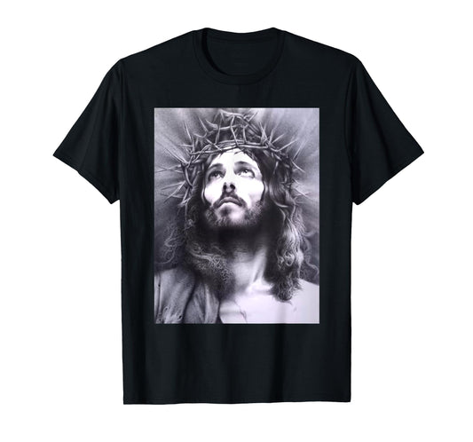 Image Face Of Jesus On A Cross With Crown Of Thorns T-Shirt