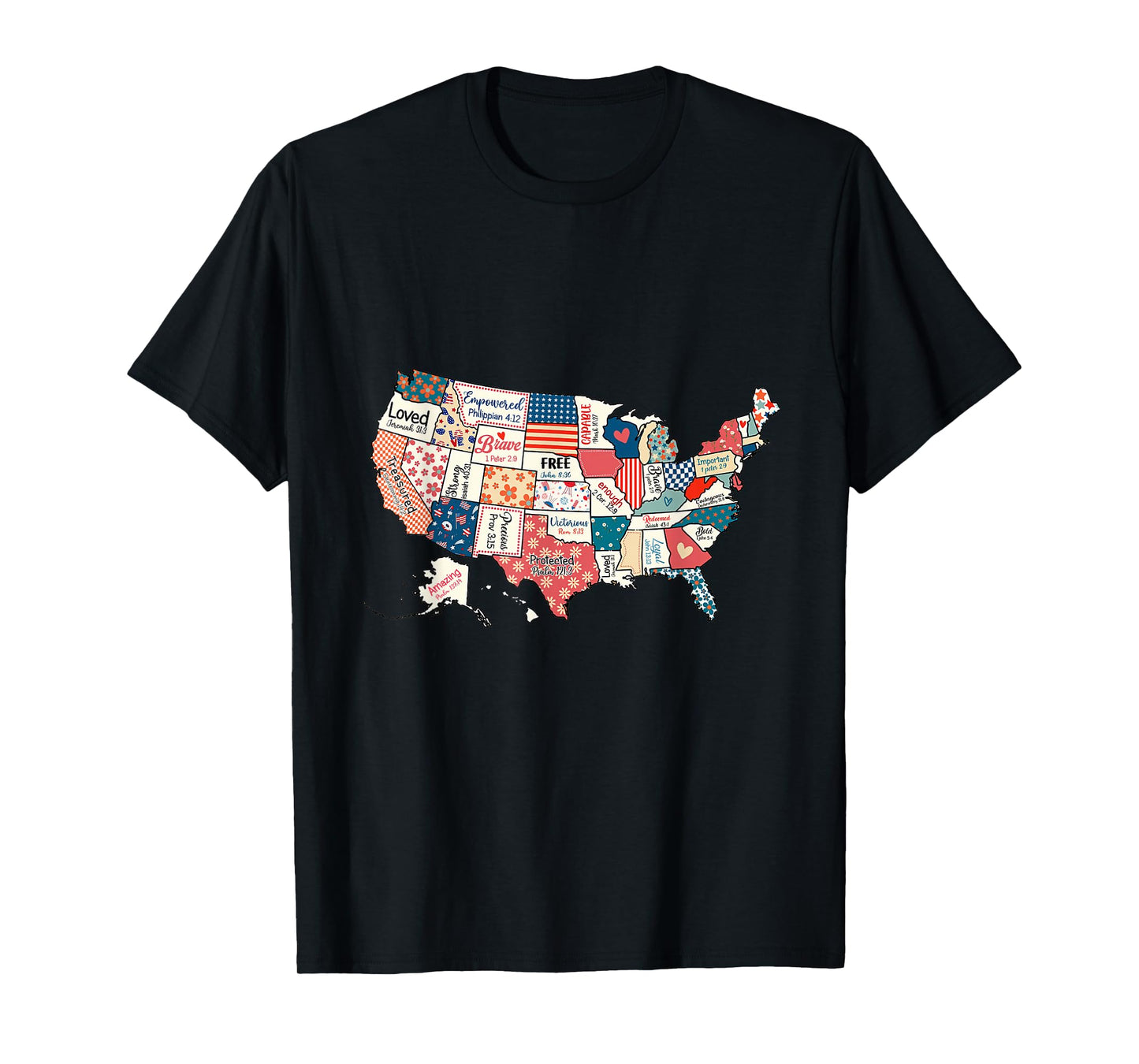 US Map Bible Verses Natural Infant Christian Faith Men Women T-Shirt