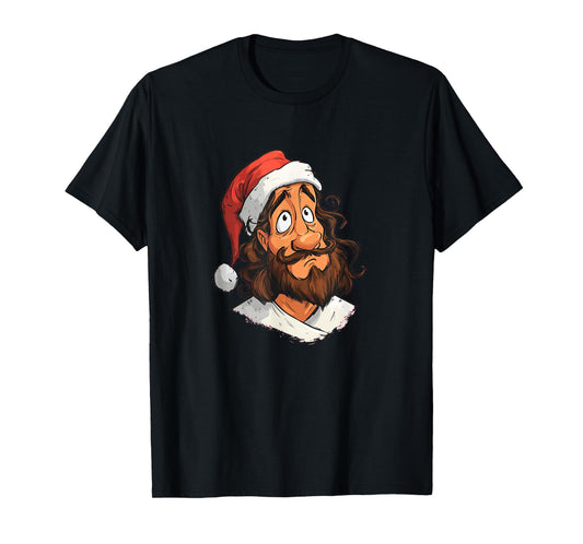 Pretty Jesus Graphic in Christmas Style T-Shirt