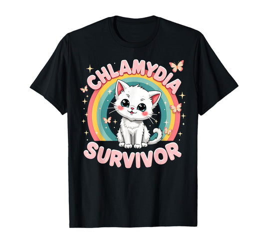 Chlamydia Survivor Cat Funny Adult Humor Inappropriate T-Shirt