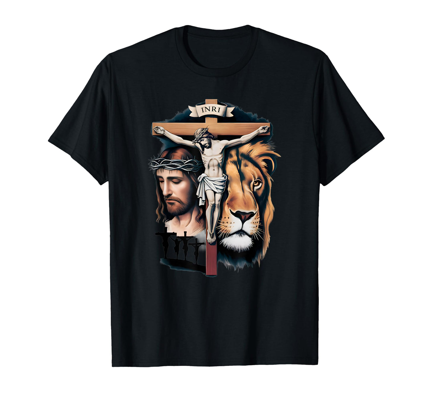 Funny Powerful Jesus Lion Cross Religious T-Shirt