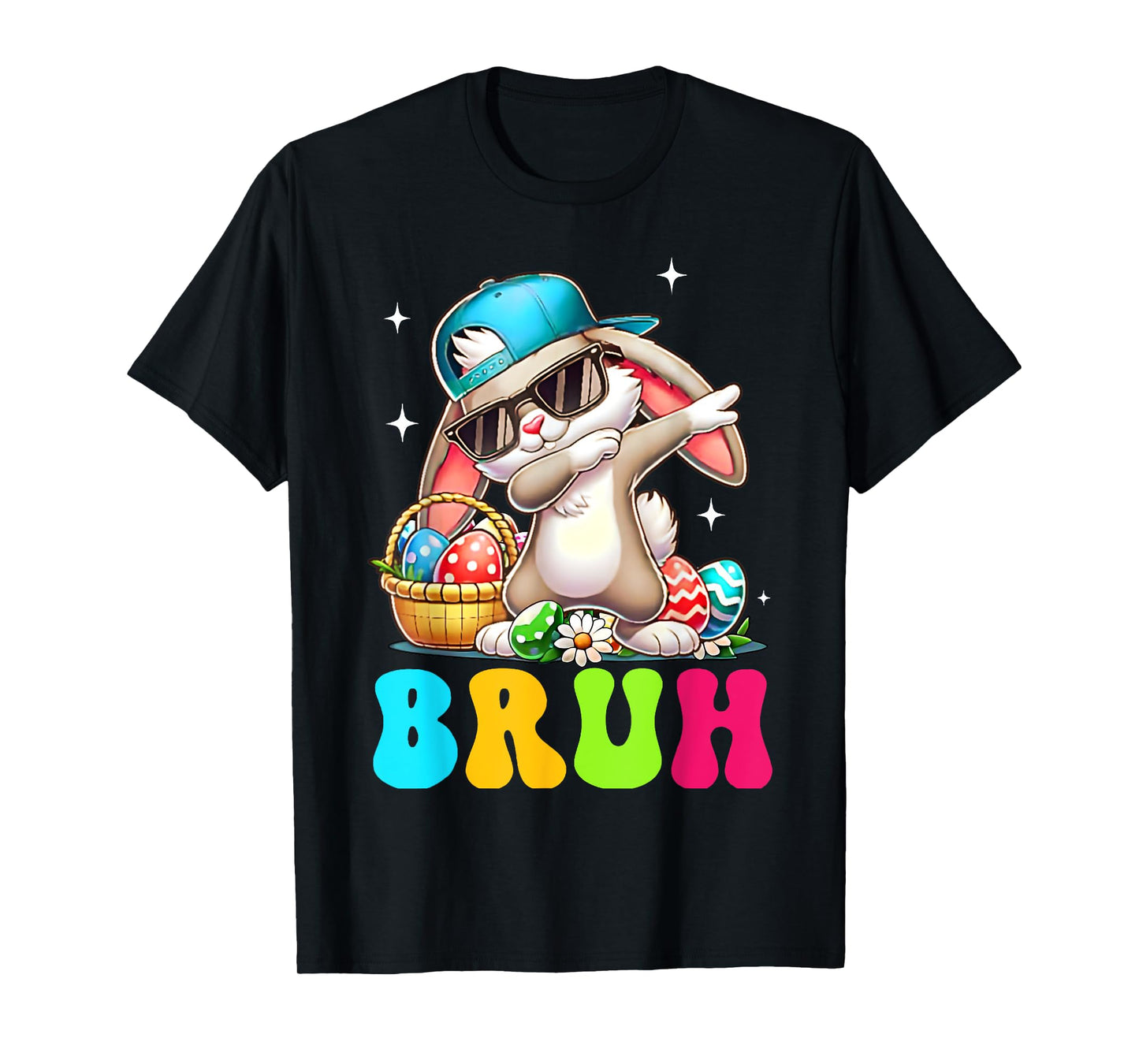 Funny Easter Kids Tee Bunny Easter Funny Bruh Dabbing T-Shirt