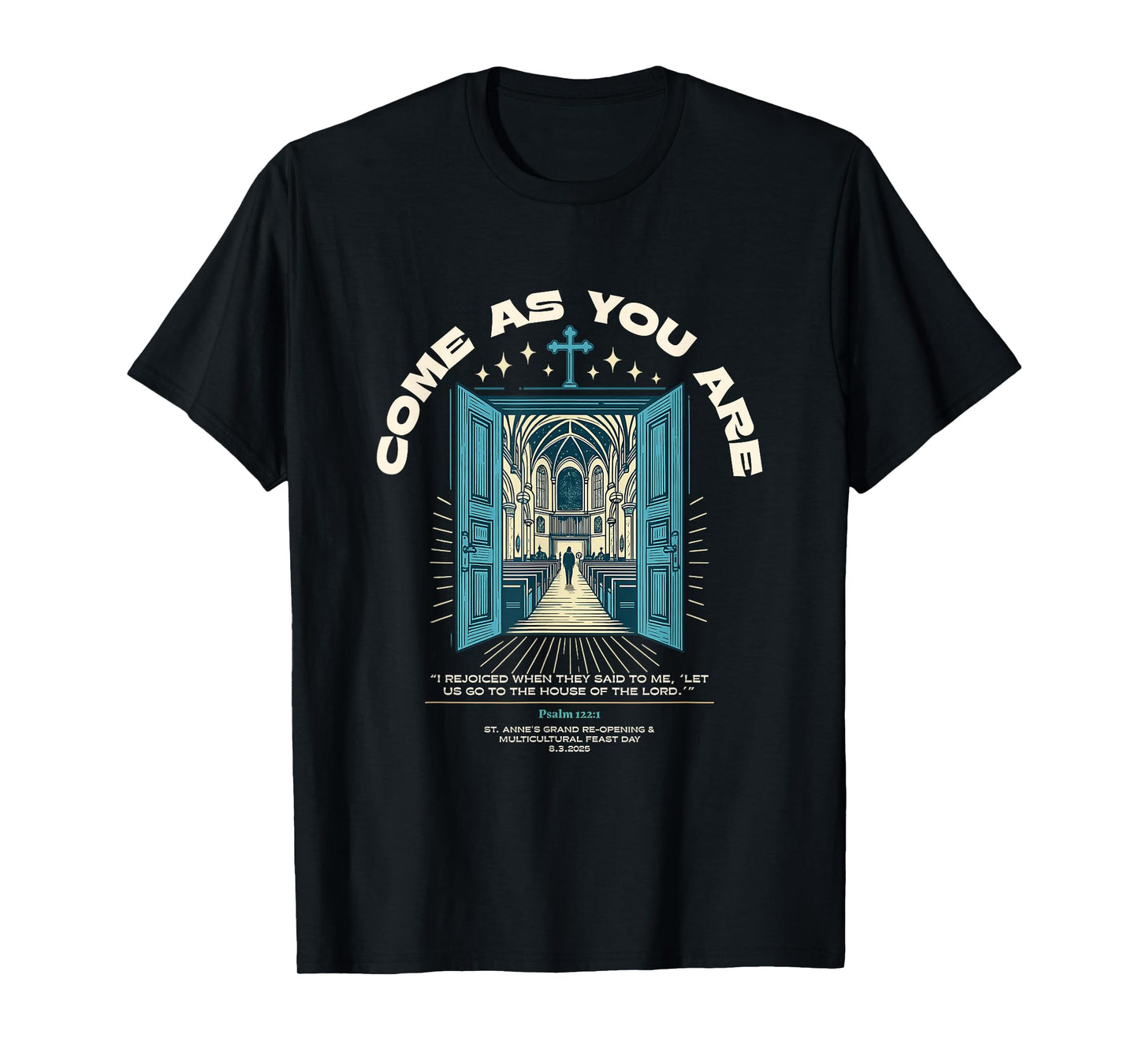 Church-Welcome-Tee-Psalm1221-OpenDoors Dark T-Shirt