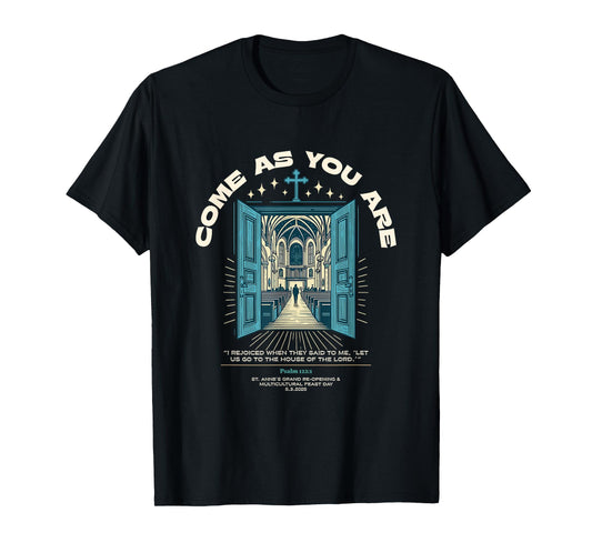 Church-Welcome-Tee-Psalm1221-OpenDoors Dark T-Shirt