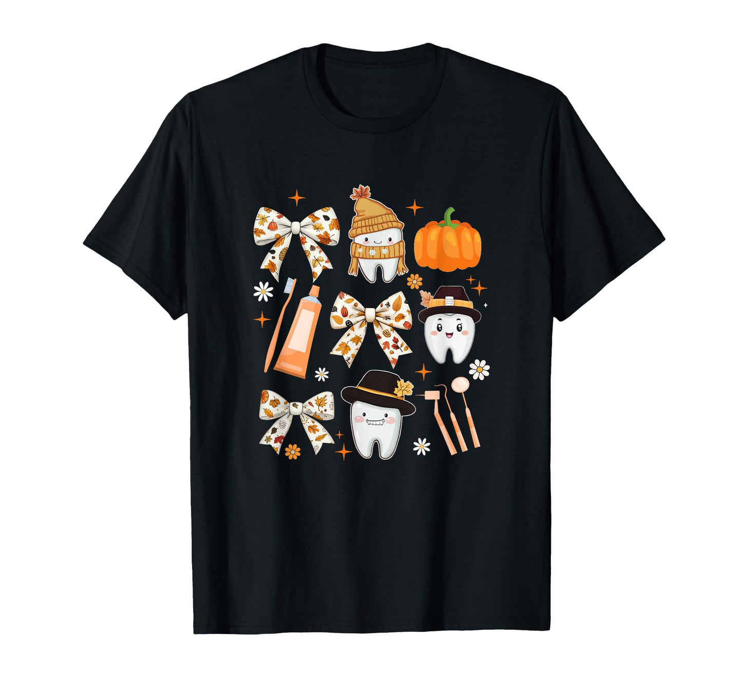 Coquette Bow Dental Squad Fall Autumn Dentist Assistant T-Shirt
