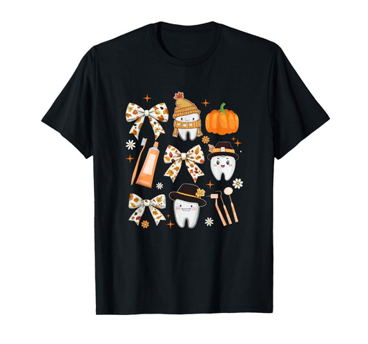 Coquette Bow Dental Squad Fall Autumn Dentist Assistant T-Shirt