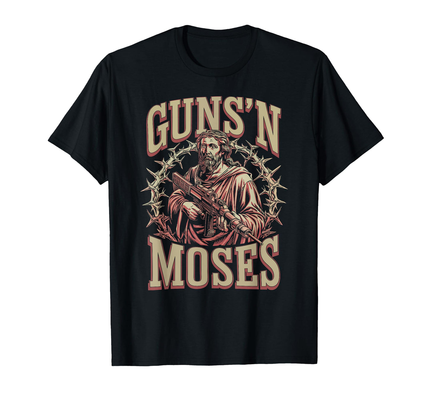 Guns N Moses, Religious Christian Bible Moses Gun Lover T-Shirt