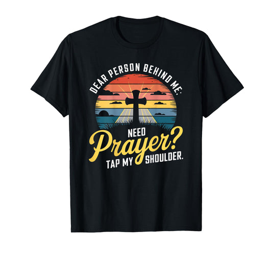 Tap for Prayer Christian Faith on Back T-Shirt
