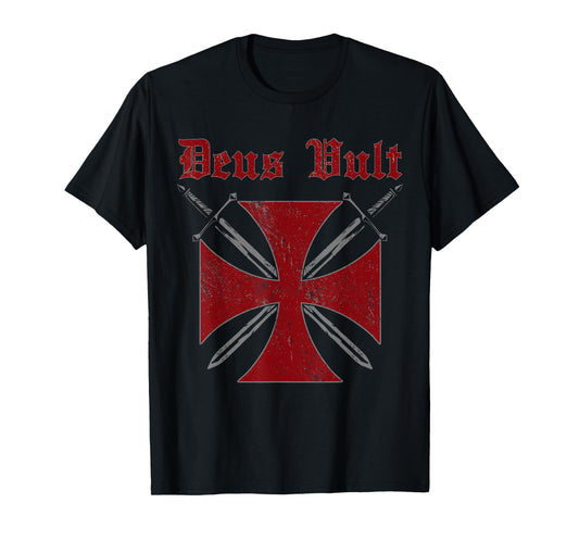 Deus Vult Templar Order Knights Templar Holy Cross Helmet T-Shirt