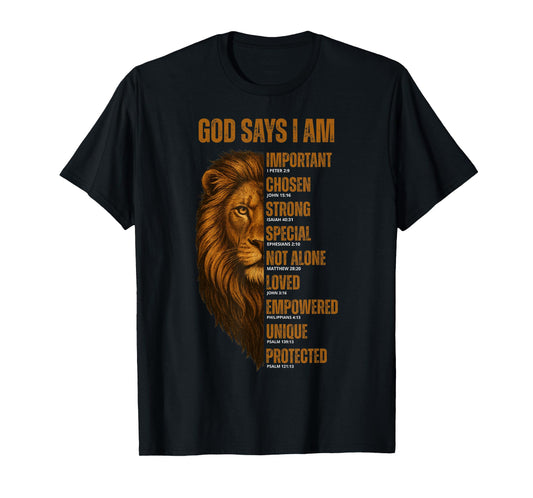 Christian God Says I Am Lion Bible Verse Jesus Blessed Dad T-Shirt