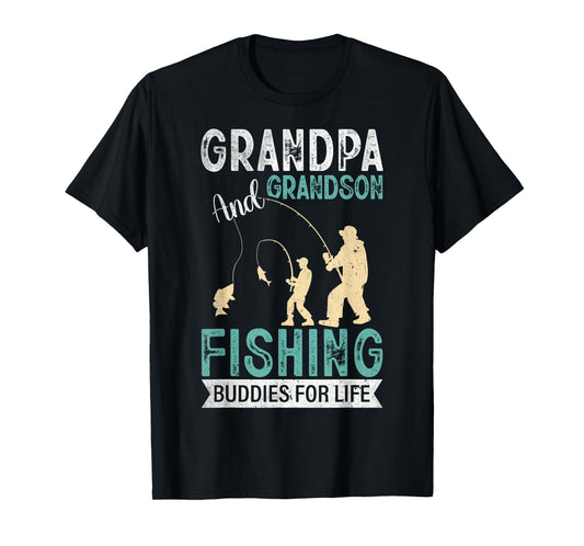 Grandpa and Grandson Fishing Buddies for Life Matching T-Shirt