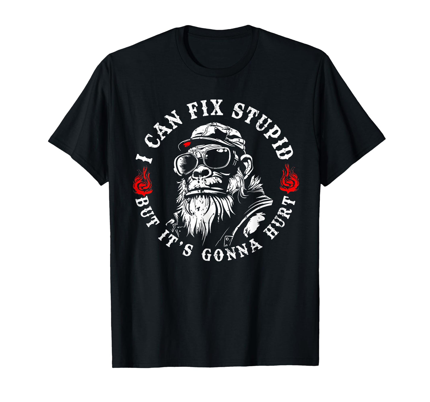 I Can Fix Stupid But It's Gonna Hurt Monkey Vintage Funny T-Shirt