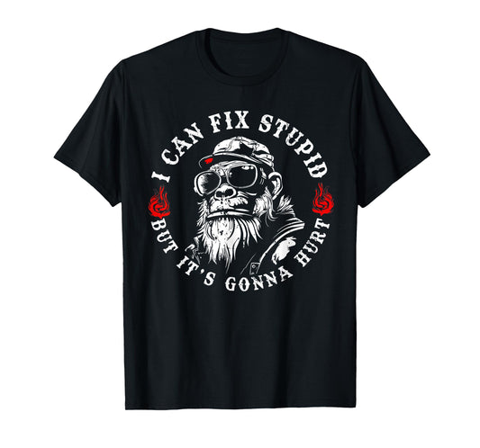 I Can Fix Stupid But It's Gonna Hurt Monkey Vintage Funny T-Shirt