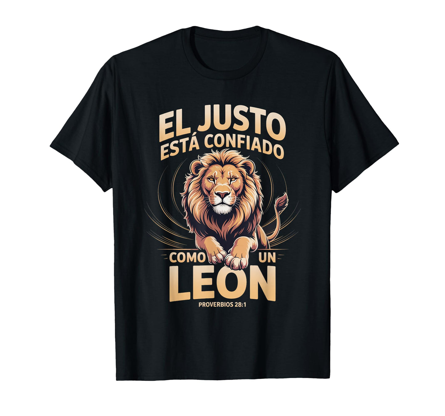 Proverbios 28:1 “Confiado Como un León” Spanish Bible Verse T-Shirt