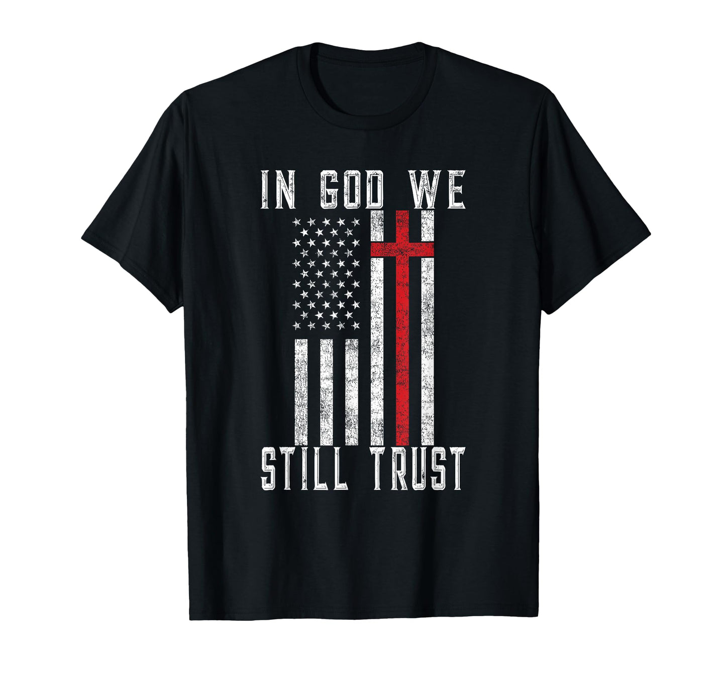 In God We Still Trust American Flag Cross Artwork T-Shirt