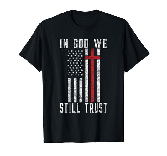 In God We Still Trust American Flag Cross Artwork T-Shirt