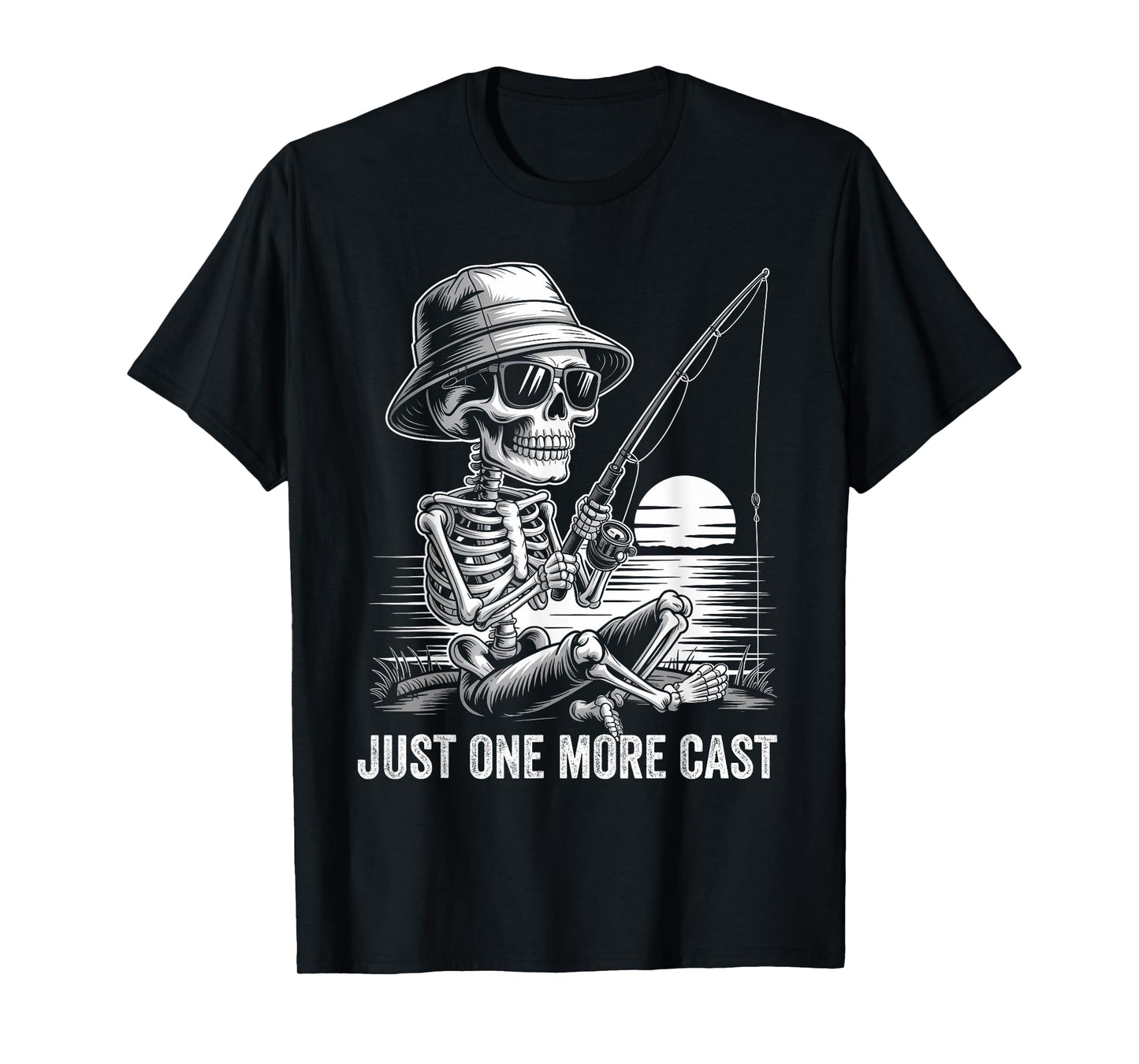 Mens Skeleton Fishing Just One More Cast Humor Gifts Fisherman T-Shirt