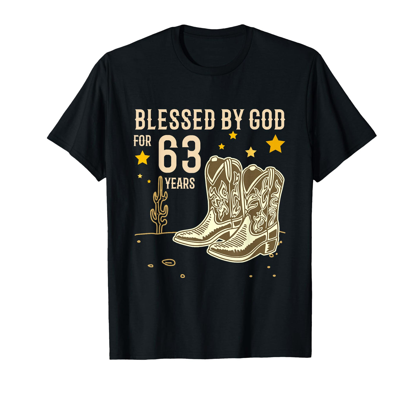Vintage Blessed by God for 63 Years Cowboy 63rd Birthday Men T-Shirt