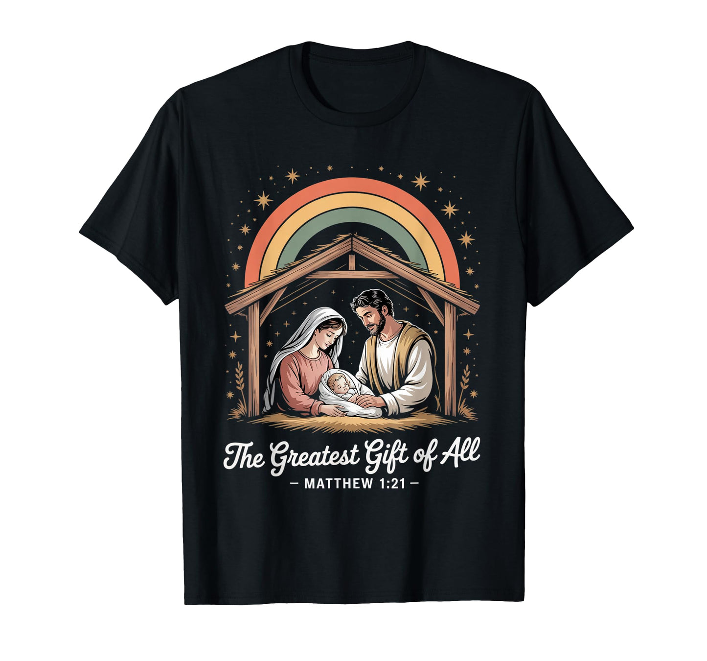 Jesus Nativity Scene Greatest Gift of All Christmas Faith T-Shirt