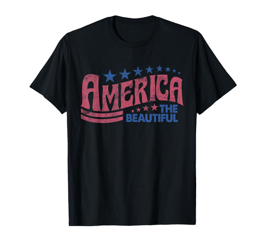 America The Beautiful Retro Vintage American 4th Of July T-Shirt