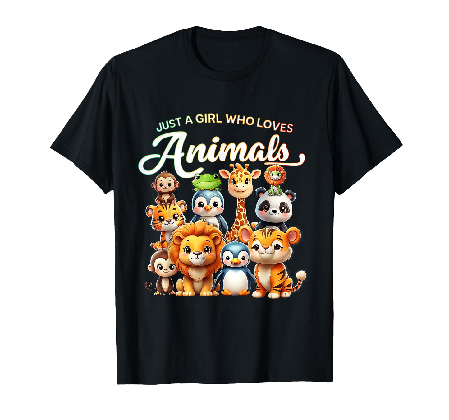 Just Girl Who Loves Animals Wild Safari Cute Zoo Animals T-Shirt