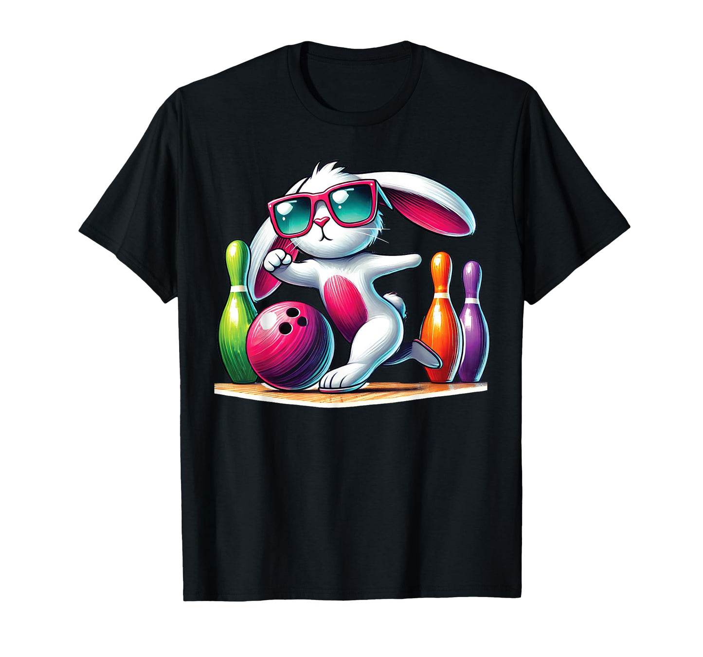 Bowling ball & pins Bunny ear Egg Hunting Easter Bowling T-Shirt