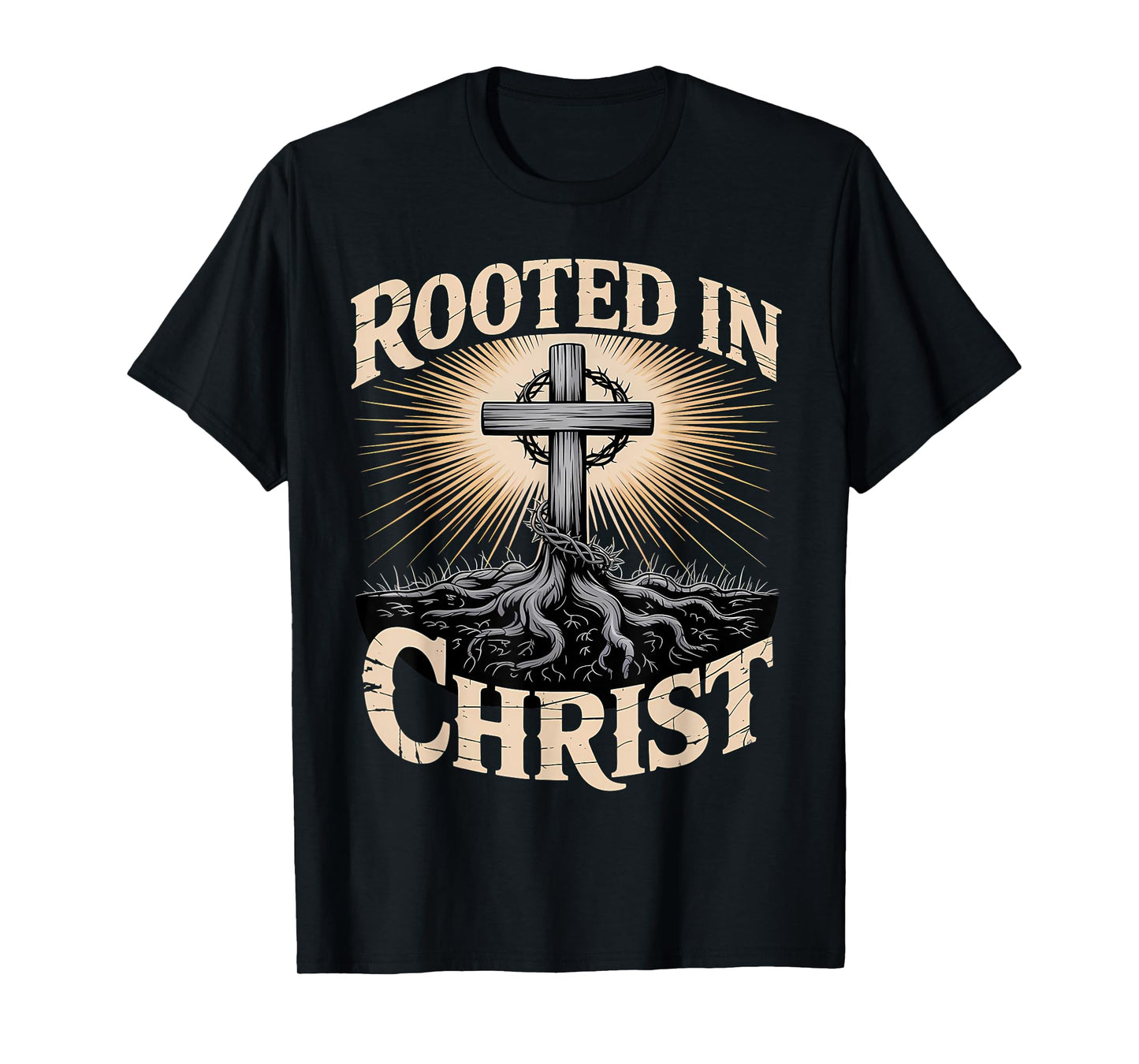 Rooted in Christ Christian Faith Jesus Cross T-Shirt