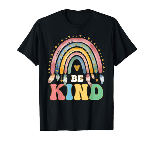 Be Kind Inspirational Uplifting Message Rainbow Quote T-Shirt
