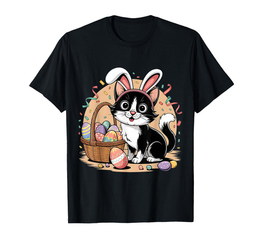 Easter Cat with Bunny Ears Cute Spring Kitty T-Shirt
